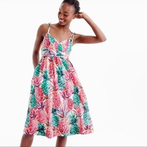 J.Crew Ratti Painted Pineapple midi Dress size 8 tropical
